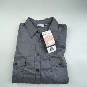 Chef Works Mens 2XL Button Down Gray Shirt Long Sleeve